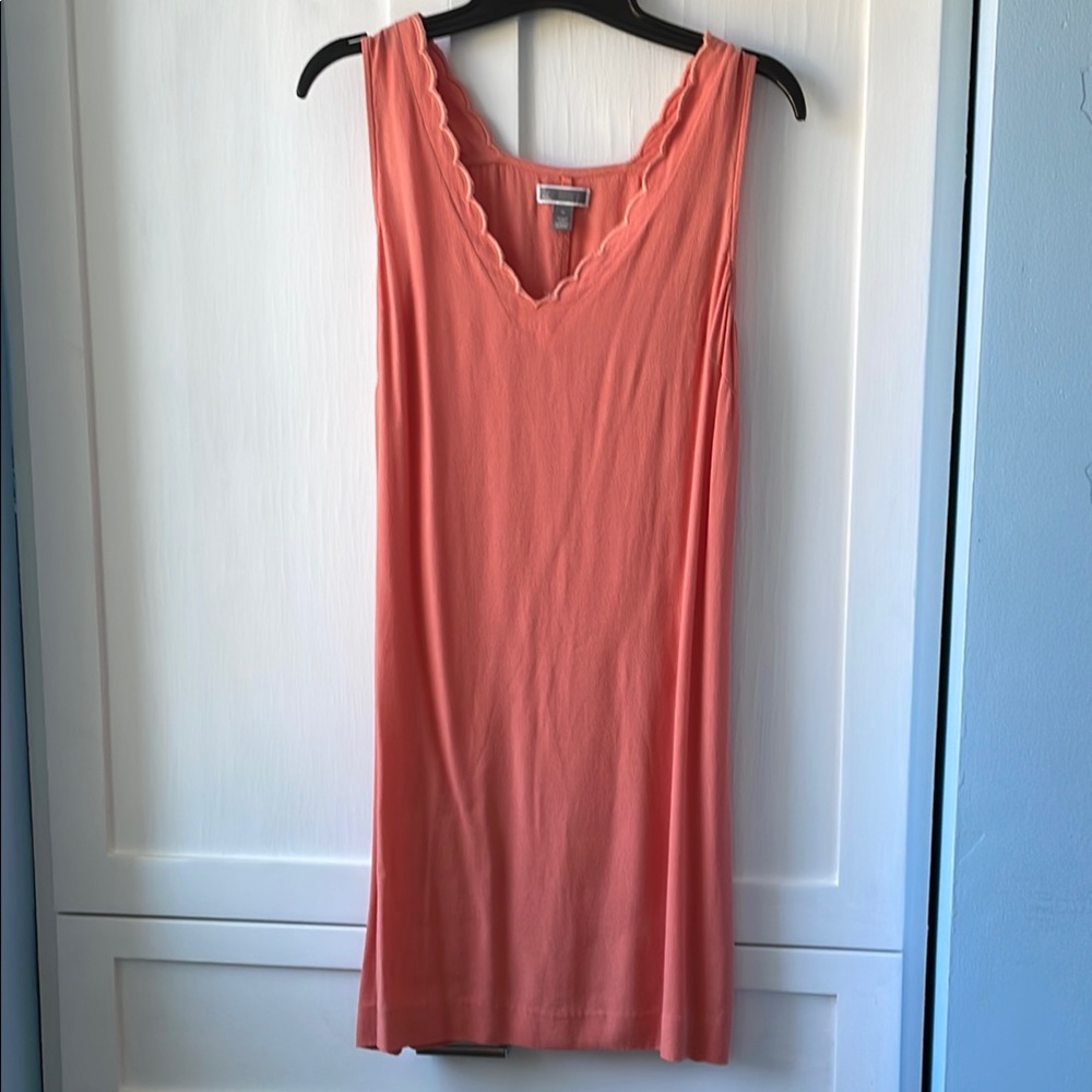 Nordstrom Coral Sleeveless Dress with Scalloped V-Neck
